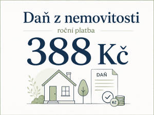 Výměra daně z nemovitosti na aktuální rok ve výši 388 Kč.